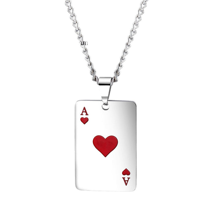 Wholesale Stainless steel necklace personalized poker pendant