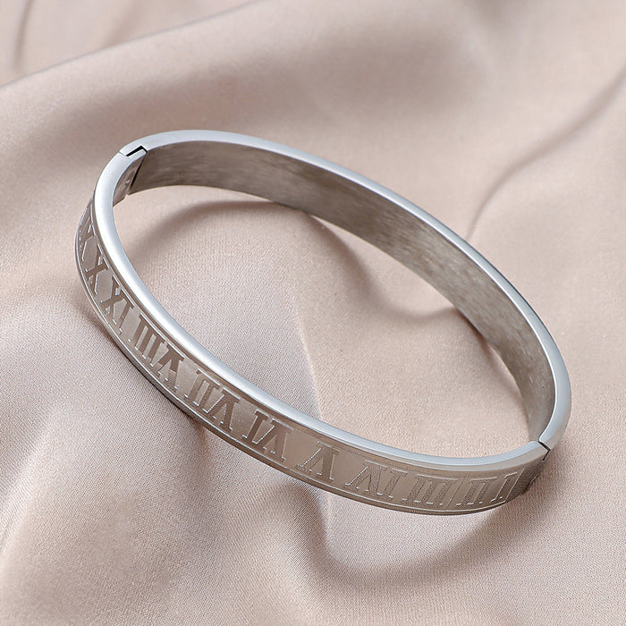 Wholesale Casual and high-end titanium steel numeral Roman bracelet