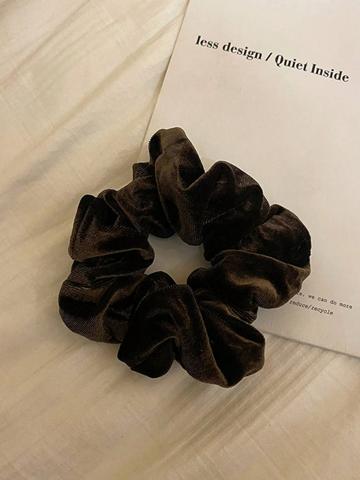 Wholesale brown velvet large intestine hair ring texture winter hair tie elastic hair rope rubber band headdress