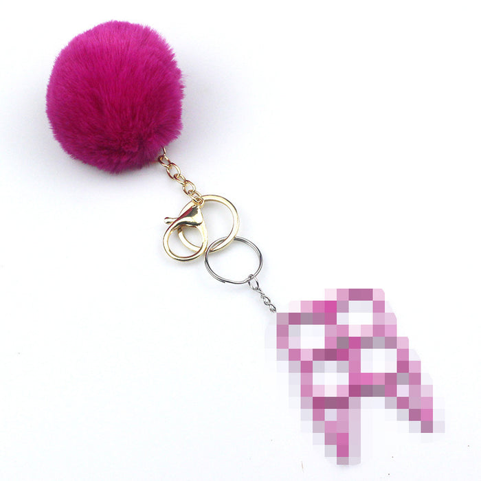 Wholesale 8cm Wool Ball Multifunctional Alloy Keychain 2-piece Set JDC-KC-TouMS073