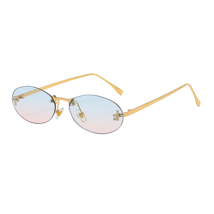 Wholesale Rimless Diamond Oval PC Sunglasses JDC-SG-JieT032