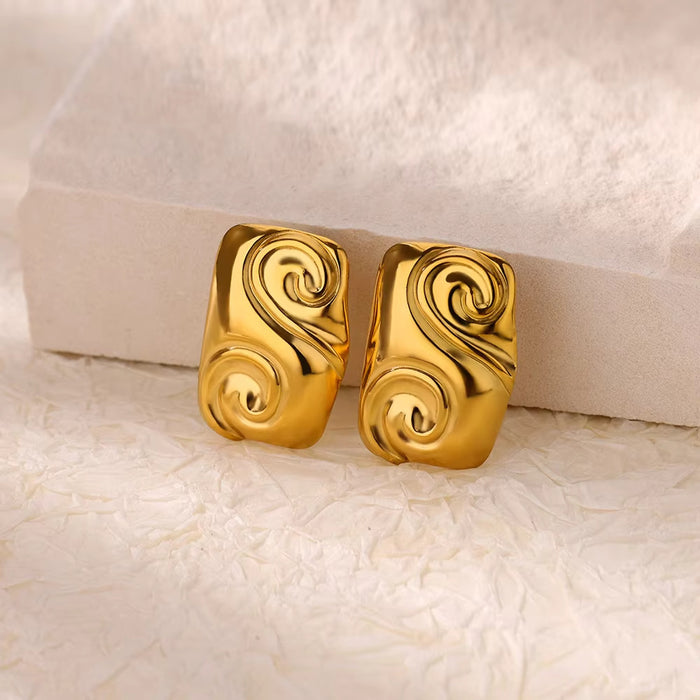 Wholesale  titanium steel hollow bead design earringsbcamellia flower earrings