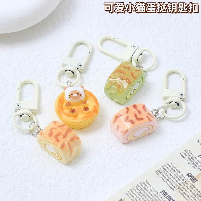 Wholesale  Cute kitten keychain cartoon animal small pendant fun bag key pendant girlfriends