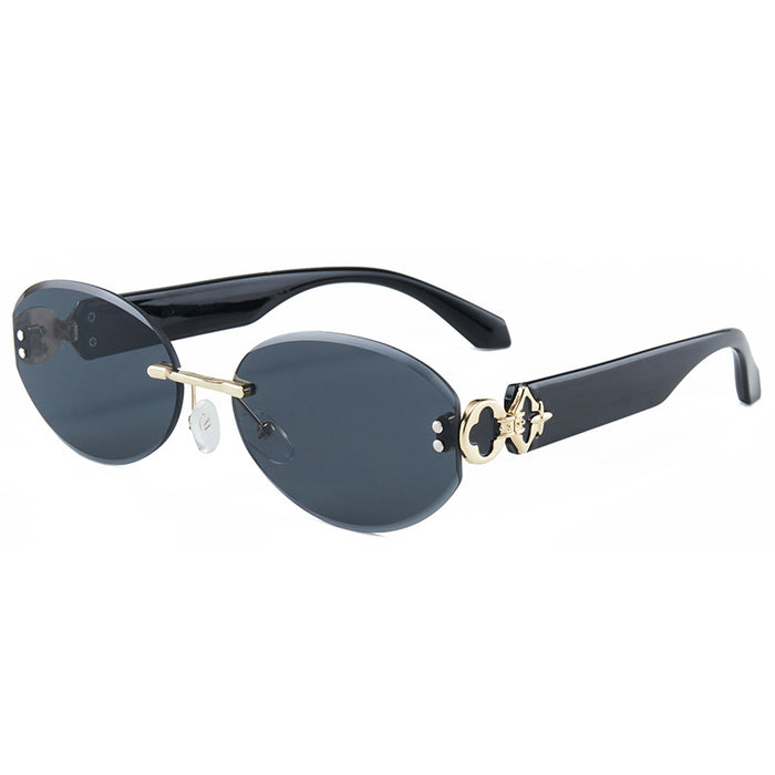 Wholesale Rimless Oval Cut-Edge Sunglasses