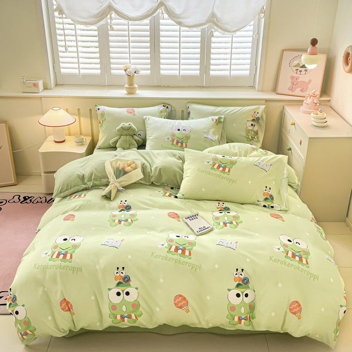 Wholesale A-level Cloud Washed Cotton Cute Cartoon Girl Heart Dormitory Bed Sheets JDC-SEE-AiErMei004