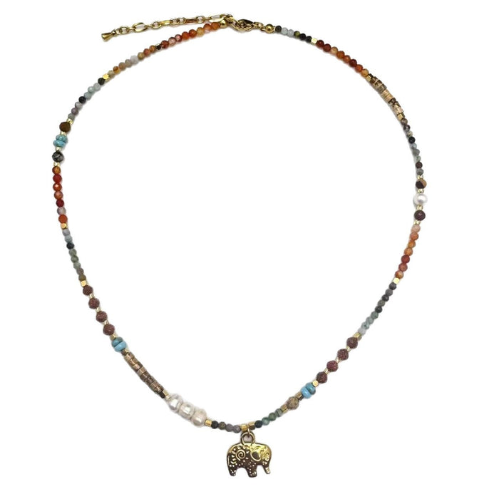 Wholesale Beaded necklace with red agate and pearl collarbone chain design, niche