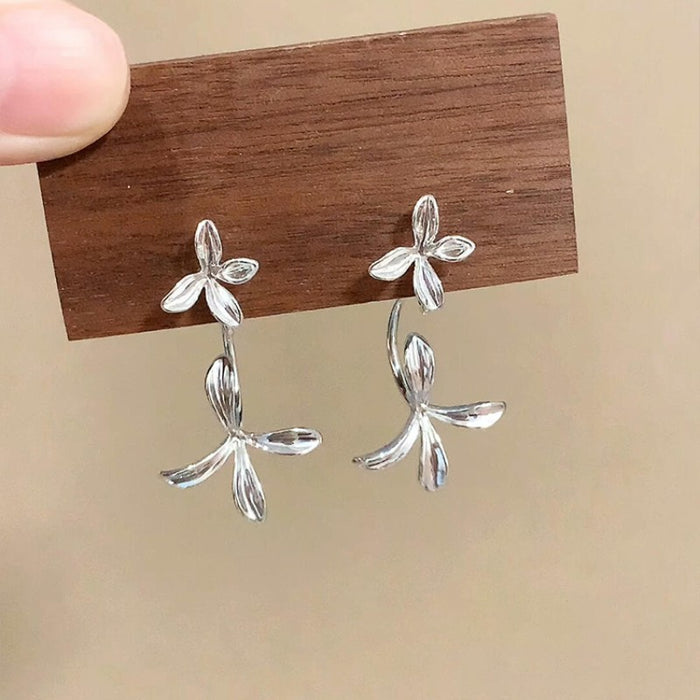 Wholesale Exaggerated Silver Long Metal Tassel Hoop Earrings