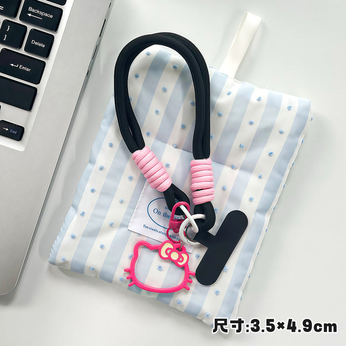 Wholesale Cute Cartoon Cat Phone Lanyard With Bag Charm Plastic Resin Double Clip Woven Wrist Strap Fashion Accessory For Girls Decorative Gift