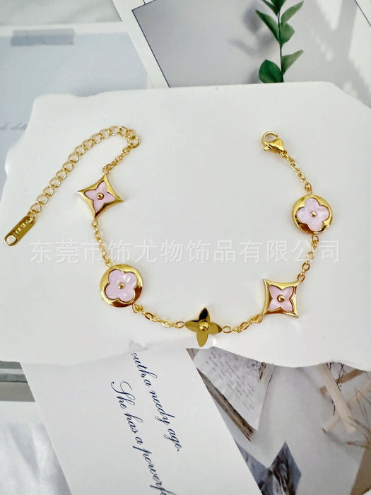 Wholesale Classic Diamond Pattern Titanium Steel 18k Gold Plated Unisex Bracelet