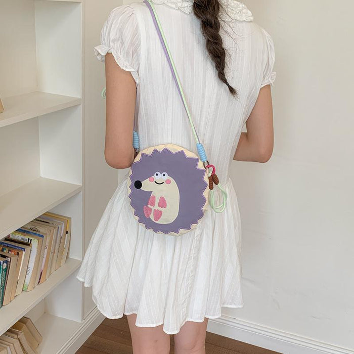 Wholesale Cute Hedgehog Embroidery Nylon Crossbody Phone Bag Shoulder Bag Fashion Accessory Gift