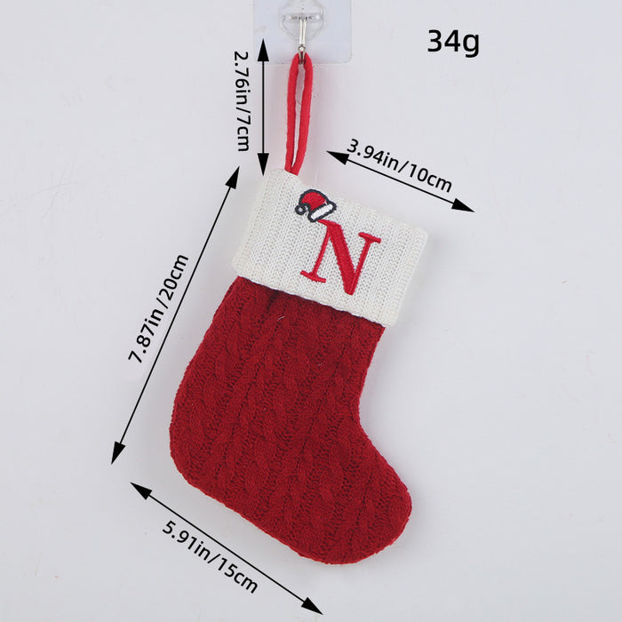 Wholesale Classic Red Letter Christmas Socks Wool Knitted Christmas Socks Festive Christmas Pendant Decoration
