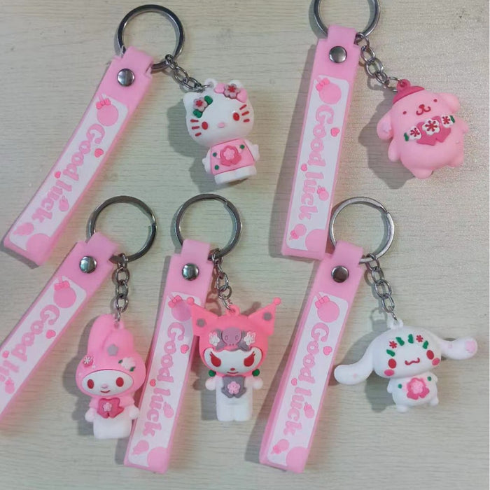 Wholesale Keychain Cartoon Animation PVC Doll Cat Bag Pendant Car Key Ring Creative Gift