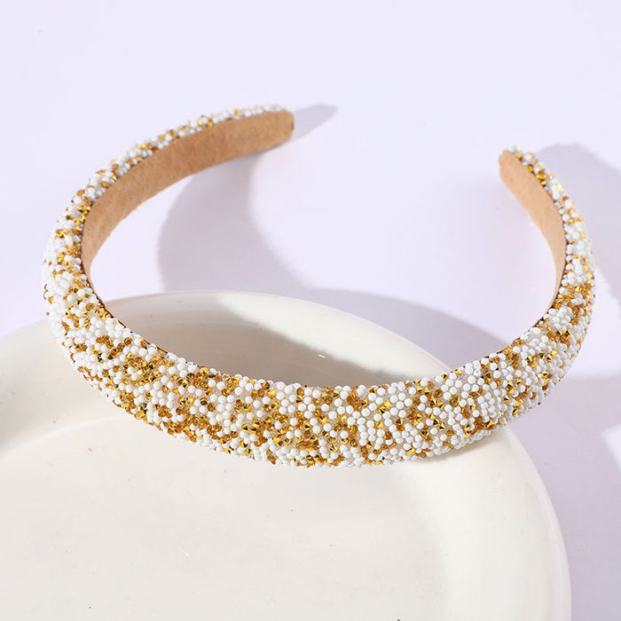 Wholesale Colorful Full Diamond Headband High-End Versatile Dopamine Color Headband Shiny Pearl Headband Hair Accessories