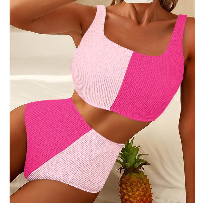 Wholesale Swimsuit color blocking splicing swimming hot spring vacation two-piece set bikini