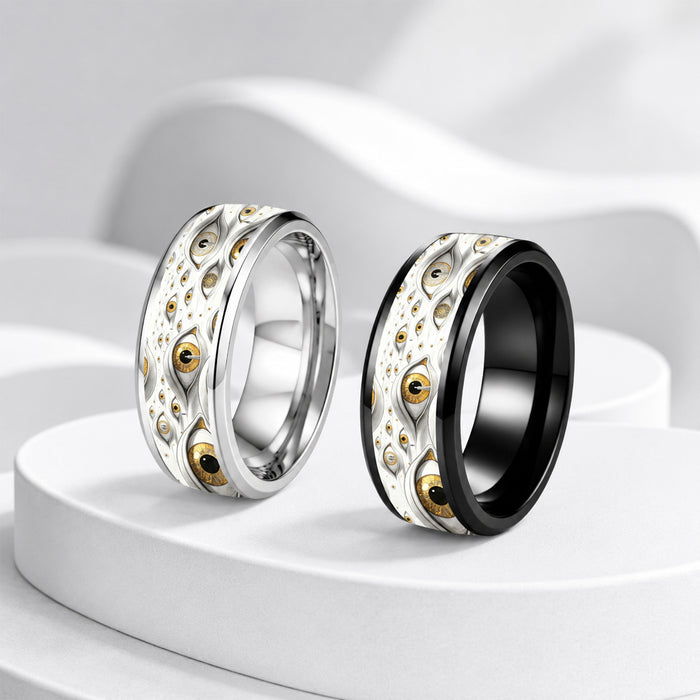 Wholesale Stainless Steel All-Seeing Eye Ring Dark Subculture Wide Band Jewelry Accessory