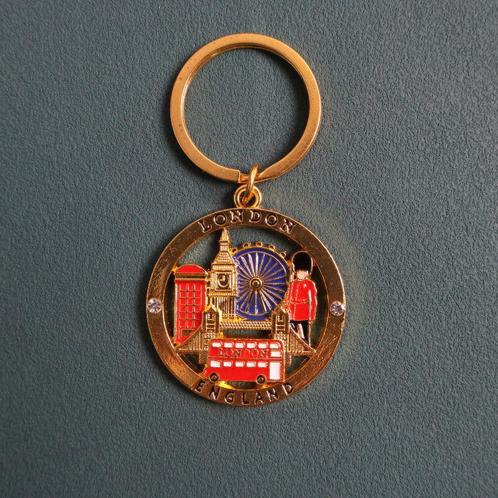 Wholesale Diamond studded keychain, architectural figure, dripping oil, colored pendant, jewelry, souvenir