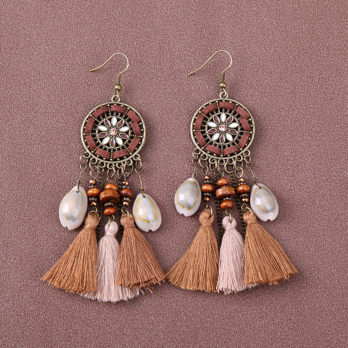 Wholesale Alloy Bohemian Retro Ethnic Style Su Long Earrings JDC-ES-Gumi002