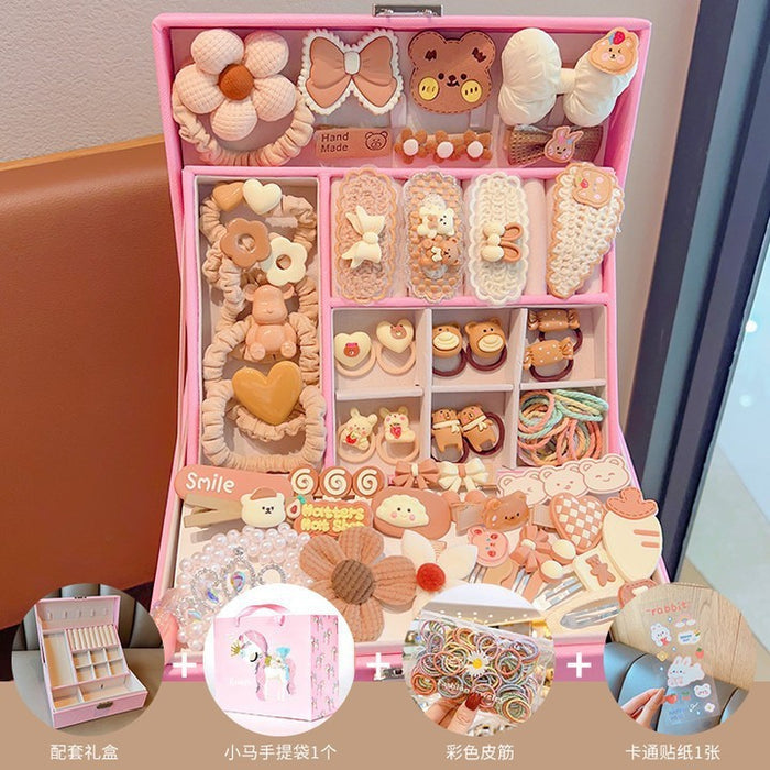 Wholesale Children' s New Headwear Girl Birthday Gift Jewelry Box Princess Girl Hair Accessories Set Gift Box Baby Hair Clip