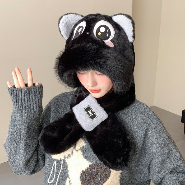 Wholesale Cute cartoon panda hat f and gloves all in one