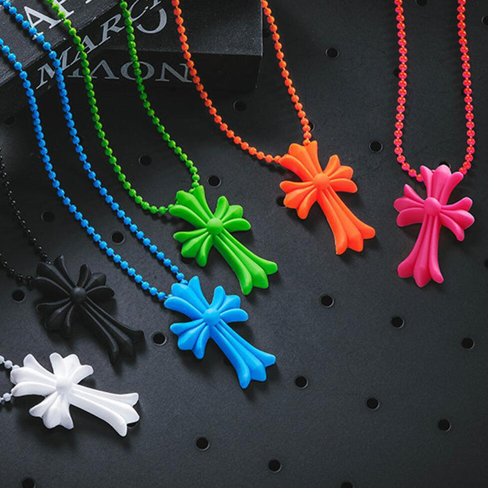 Wholesale Punk hip-hop limited edition colorful cross versatile women's necklace