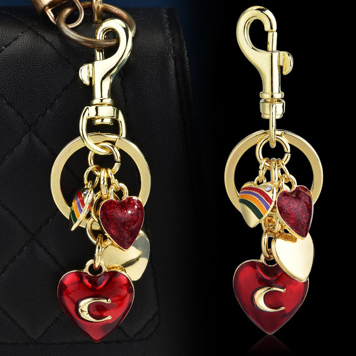 Wholesale Stylish Metal Bag Charm Keychain With Fruit Pattern And Alphabet Pendant For Car Keys And Bags
