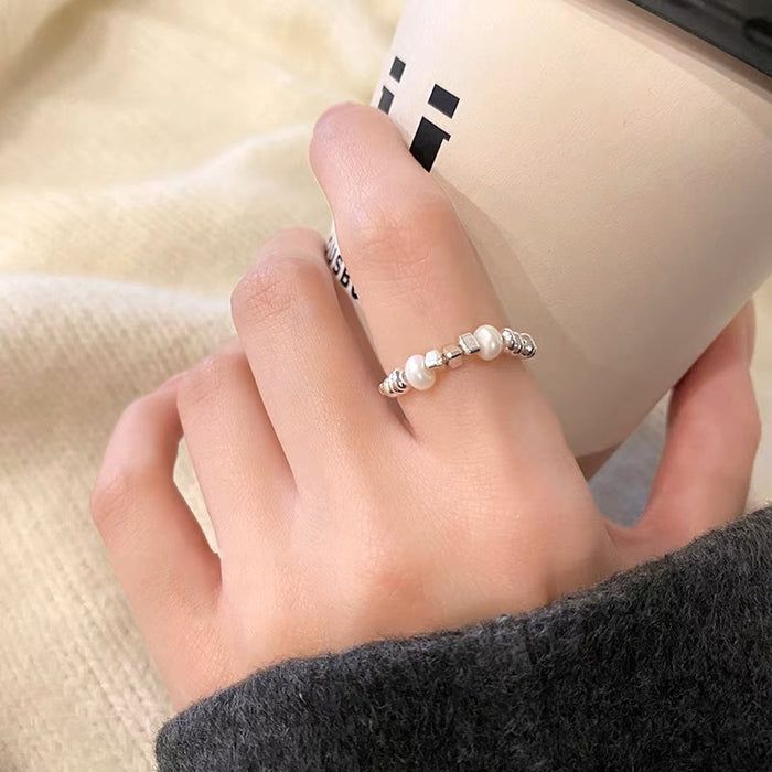 Wholesale Irregular pearl ring for women, light luxury, niche design, high-end feel, index finger ring, fashionable and personalized ring