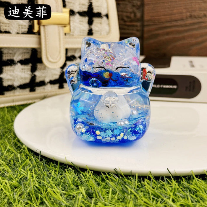 Wholesale Oil Drops Liquid Sand Bottle Acrylic Oil Ornaments Dripping Lucky Cat Oil Leakage Small Gift