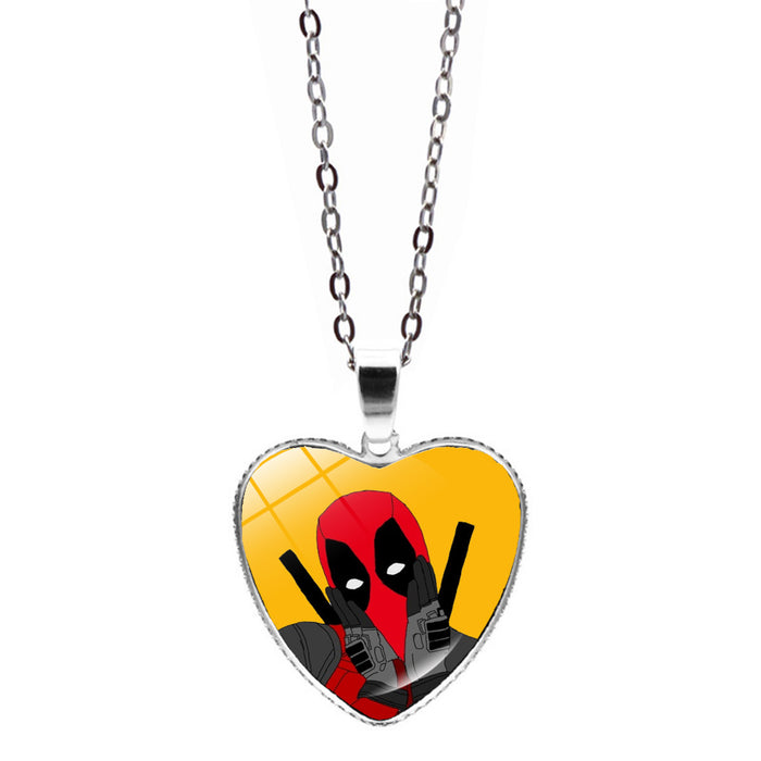 Wholesale Marvel Deadpool Wolverine Love Necklace Jewelry Women Deadpool Wolverine Heart Pendant Sweater Chain JDC-NE-JY003