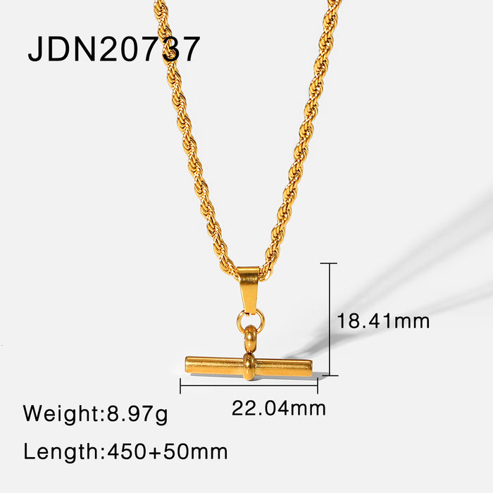 Wholesale 18K Gold Stainless Steel T Bar Pendant Necklace JDC-NE-JD405