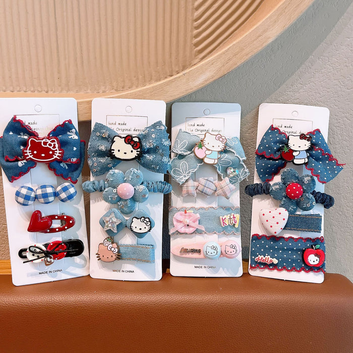 Wholesale Children Denim Polka Dot Bow Hair Clip