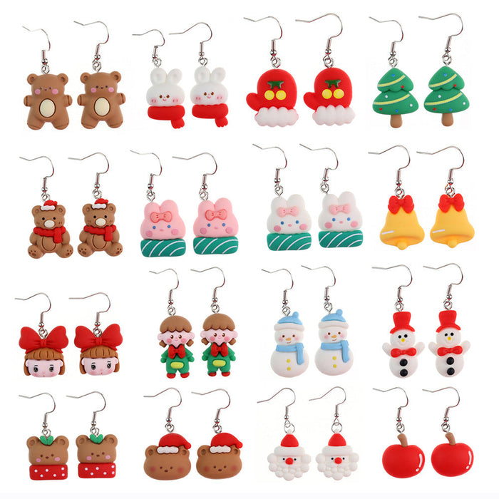 Wholesale Earrings Resin Santa Claus Snowflake Elk Bells Christmas Stockings JDC-ES-niqing023