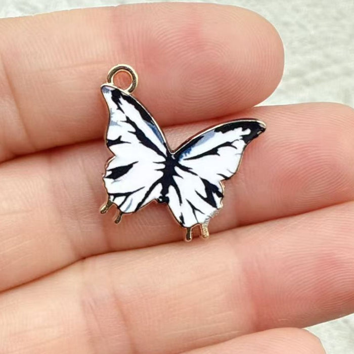 Wholesale 10 PCS DIY alloy enamel colorful butterfly single pendant charm