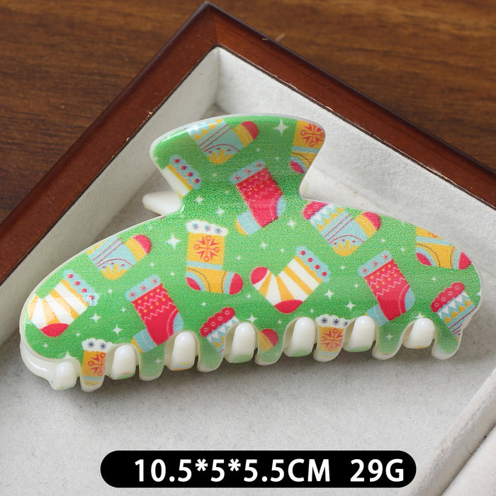Wholesale Sweet Christmas Plaid Bear Large Plastic Hair Claw Clip Stylish Fashion Accessory For Women Great Gift Or Boutique Resale