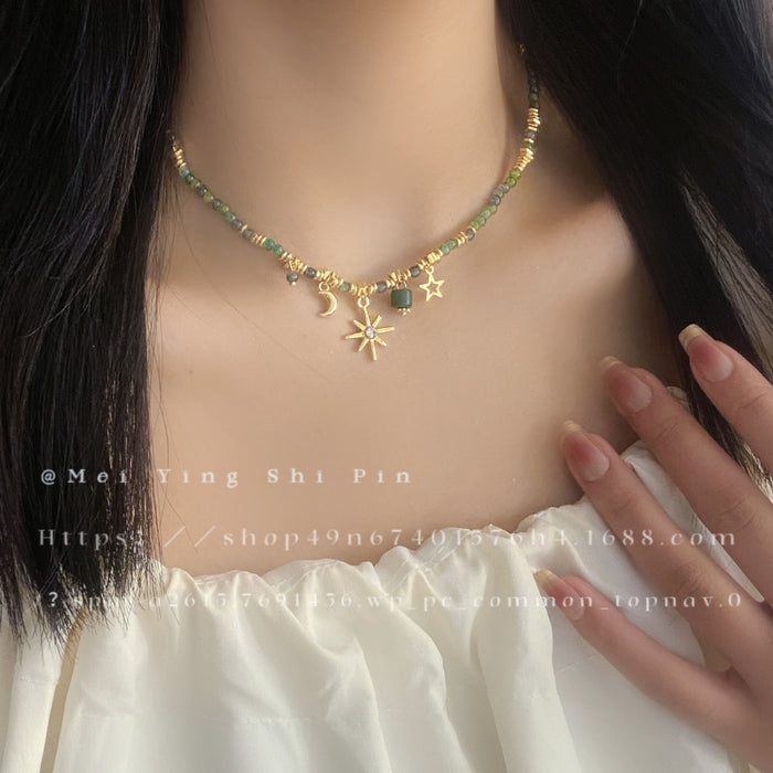 Wholesale sunflower pendant beaded necklace versatile stacked clavicle chain gift