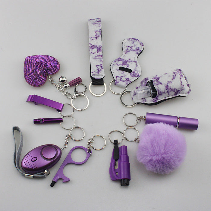 Wholesale Multifunctional Plush Diamond Heart 5-piece Keychain 12-piece Set JDC-KC-TouMS038