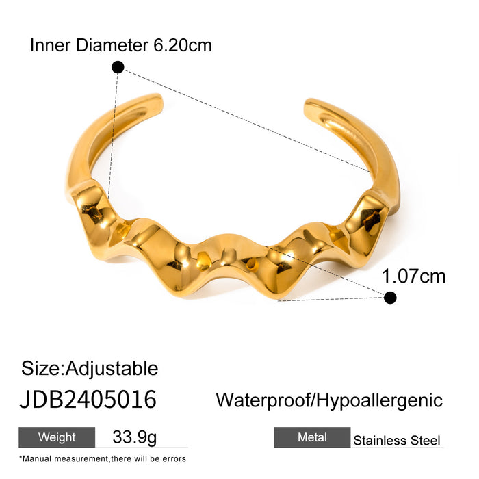 Wholesale 18k Gold Stainless Steel Rough Ripple Open Bracelet JDC-BT-JD112