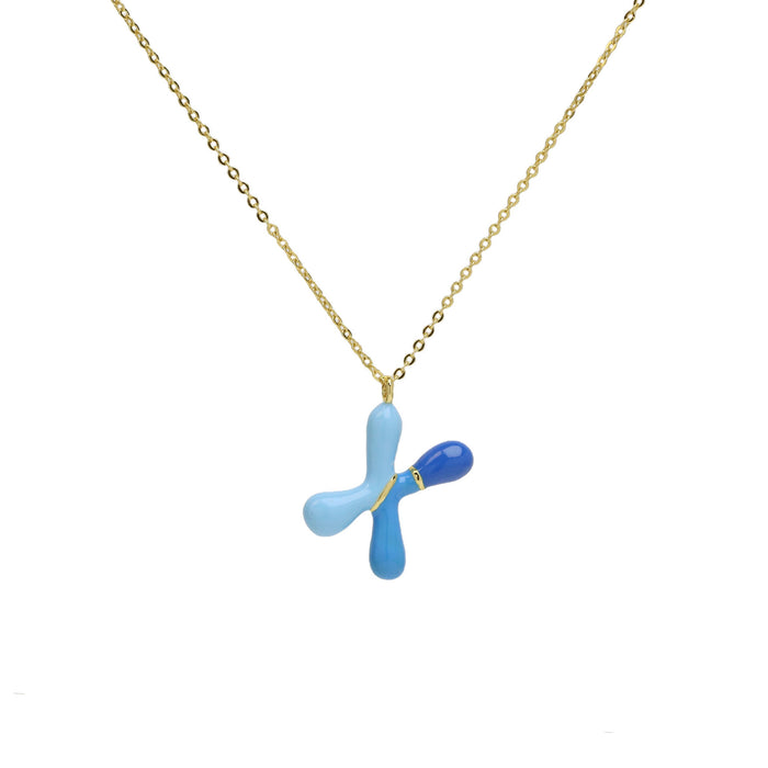 Wholesale 2PCS 18k Brass Drip Gel Capsule Colorful 26 English Letter Necklace JDC-NE-BaiYi009