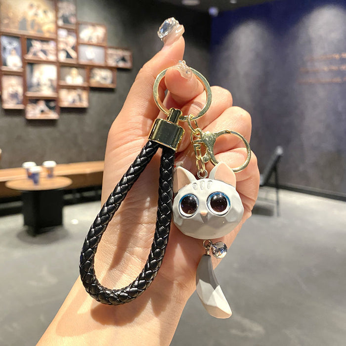 Wholesale Cute Cat Keychain Cartoon Big Eye Keyring for Backpack Car Key Accessory Gift MOQ≥2