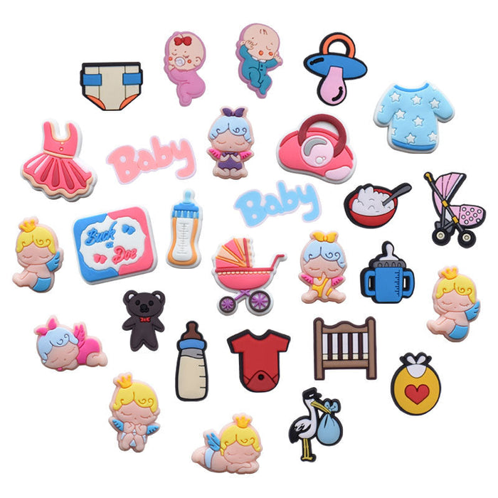 Wholesale 100PCS PVC Cartoon Denim Milk Cow Pattern DIY Shoe Buckle JDC-SC-RYY013