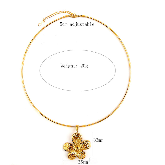 Wholesale Fashionable temperament, stainless steel petal collar with simple design, flower collarbone chain that does not fade