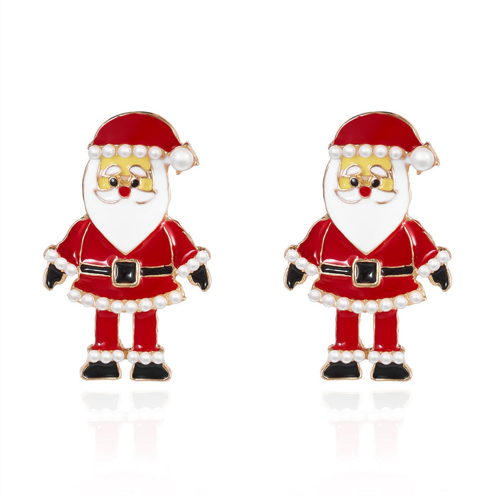Wholesale Red Bow Rhinestone Christmas Tree Earrings Alloy Fashion Accessory Gift