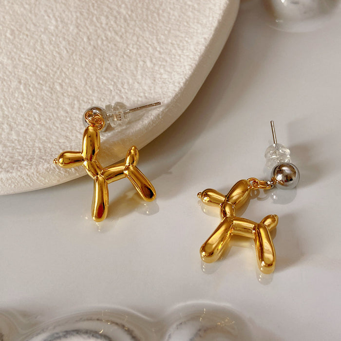 Wholesale  Cartoon Alloy Balloon Dog  Earrings Female s925 Silver Needle Earrings