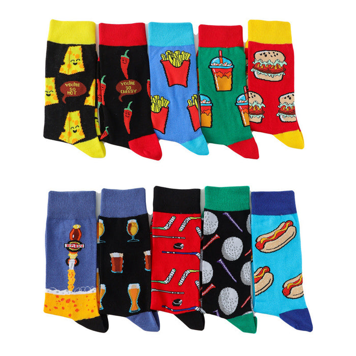 Wholesale Hamburger Fries Socks Knees Fruit Plant Socks