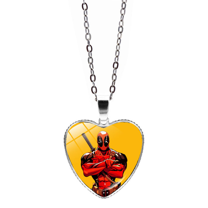 Wholesale Marvel Deadpool Wolverine Love Necklace Jewelry Women Deadpool Wolverine Heart Pendant Sweater Chain JDC-NE-JY003