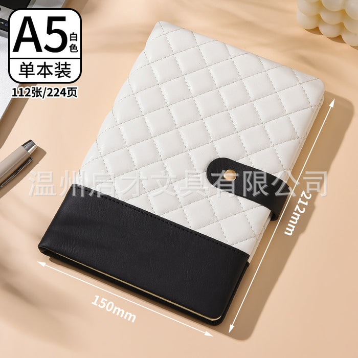 Wholesale Notebook Pu Spliced Rhombus Hand Ledger Creative High-Value Business Notepad