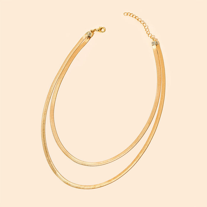 Wholesale Minimalist alloy double-layer necklace with personalized hip-hop multi-layer necklace for accessories