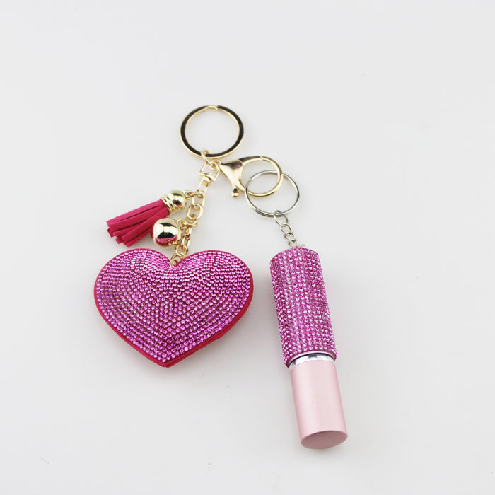 Wholesale Plastic Diamond Heart 5ml Perfume Bottle Keychain JDC-KC-TouMS035