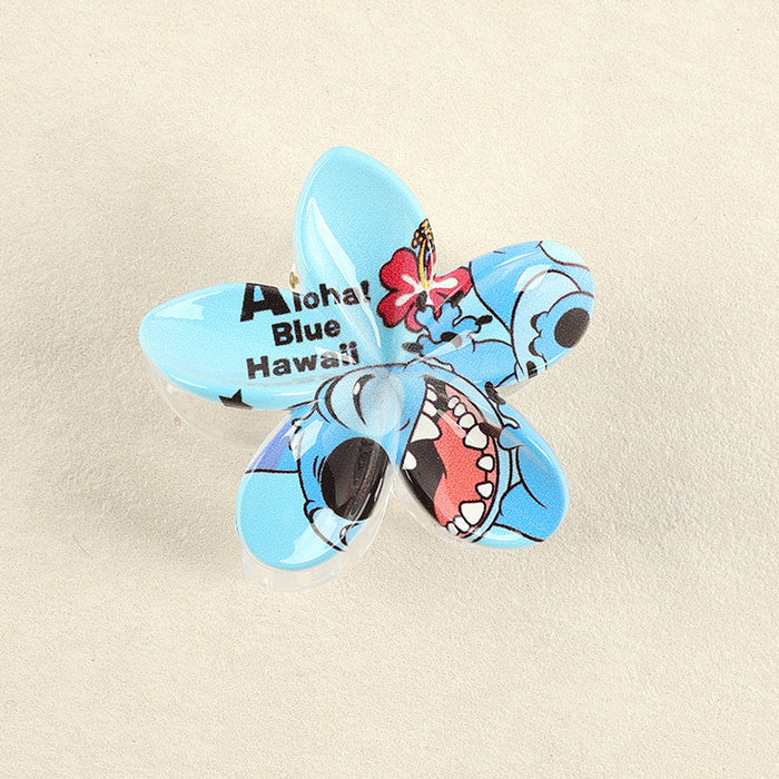 Wholesale Frangipani Printed Plastic Hair Clips