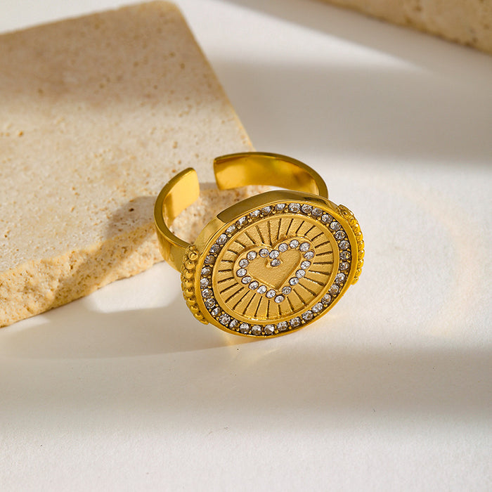 Wholesale Electroplating stainless steel ring, niche, high-end, light luxury, non fading, open mouth ring