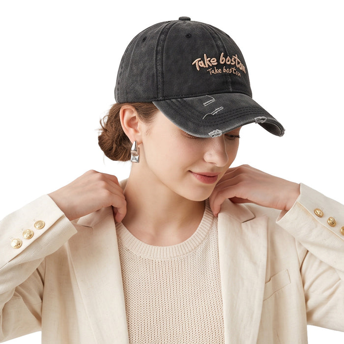 Wholesale Vintage Distressed Baseball Cap Military Green Embroidery Sun Protection Fashion Accessory